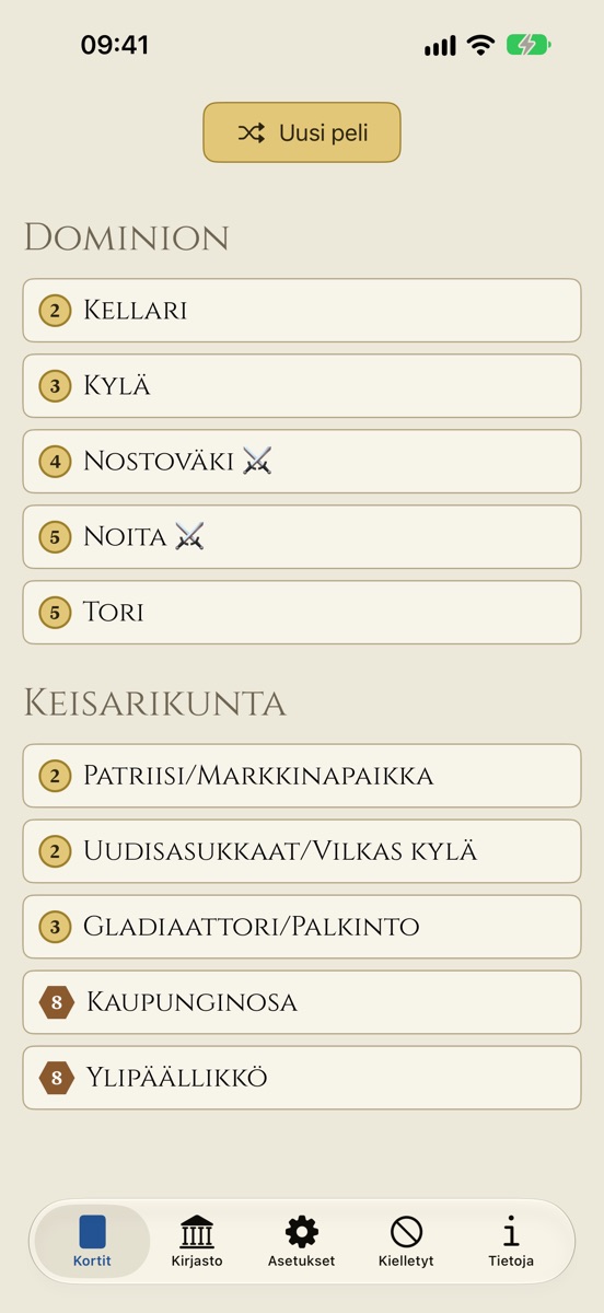 Dominion Minion iPhonella: kymmenen valtakuntakorttia hinnan mukaan järjestettyinä